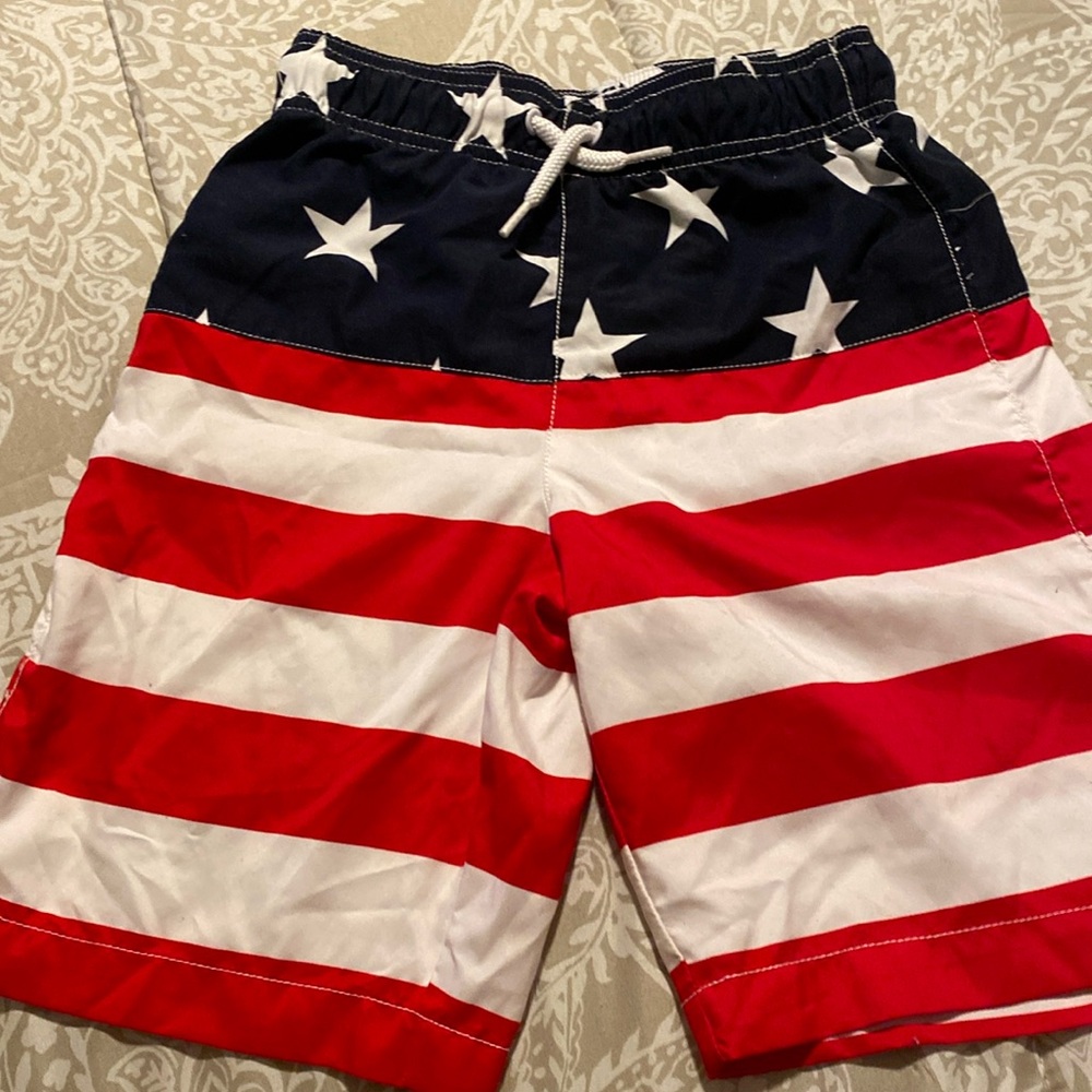 Place sport brand size 7/8 boys swimsuit like new red white and blue